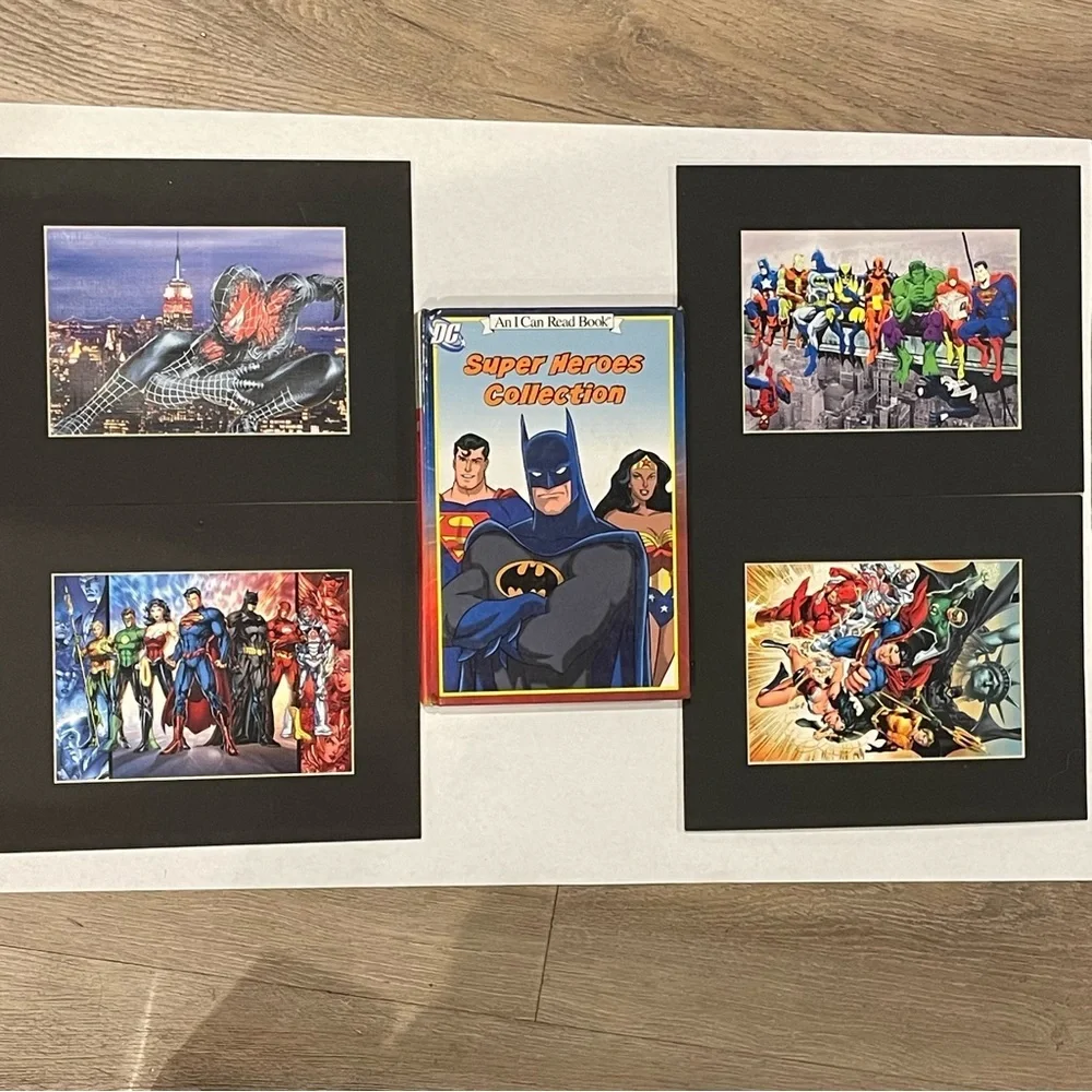 DC Super Heroes Collection Hardcover + 4 Superhero‎ Art Prints (DC/Marvel)